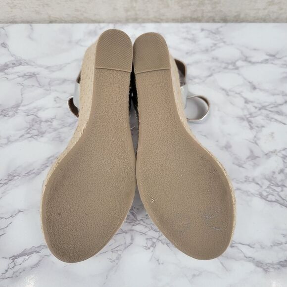 Report Citrine Espadrille Wedge Platform Heel Sandal Metallic Silver 11M - Picture 12 of 14
